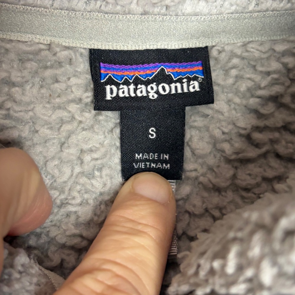 Patagonia Los Gatos 1/4 Zip Sherpa Fleece Pullover Grey/Beige Womens Small - Picture 6 of 10
